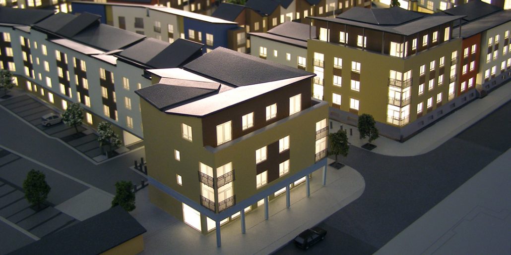 200th Scale Colne View Residential Development Model Illuminated